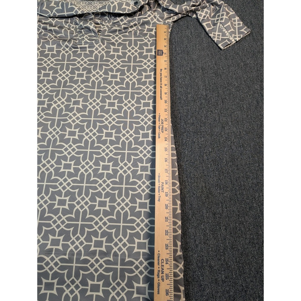 Gretchen Scott Grey Geometric Trellis Ruffle Collar Shift Dress Womens Small - Picture 6 of 9